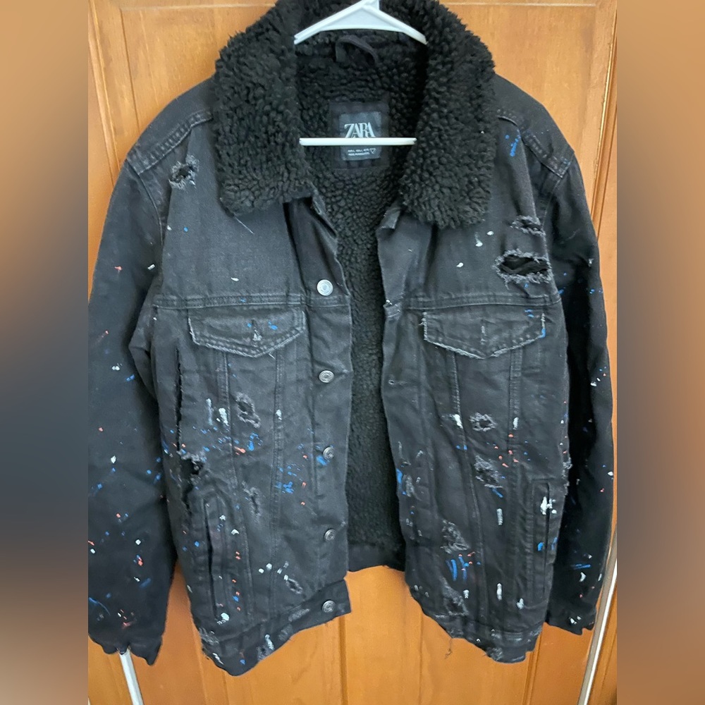 Zara Men ‘Paint Splatter’ Wooly Winter Jacket